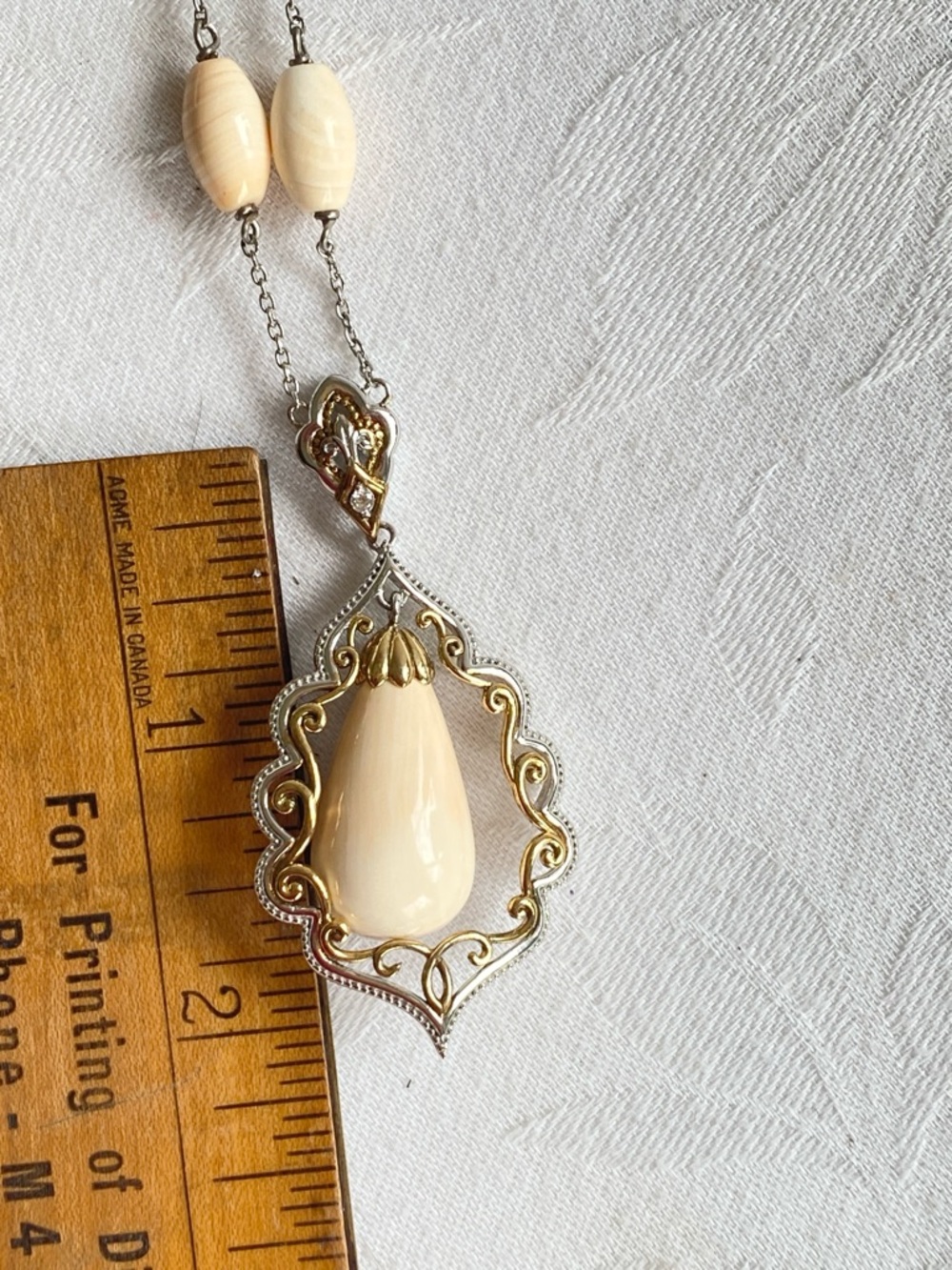 Vintage Diamonelle & Shell Pendant Necklace - Picture 9 of 9